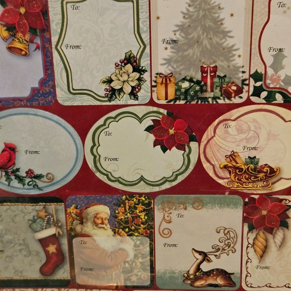 Vintage Lot 40 Self Adhesive Holiday Christmas Gift Tags stickers Sealed